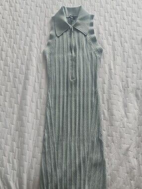 Express Ribbed Sleeveless Knit Midi Dress in Light Sage Green